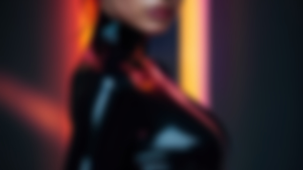 Black latex catsuit