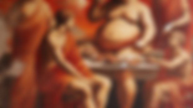 Pompeian fresco. Feast of Bacchus. 50-60 AD.