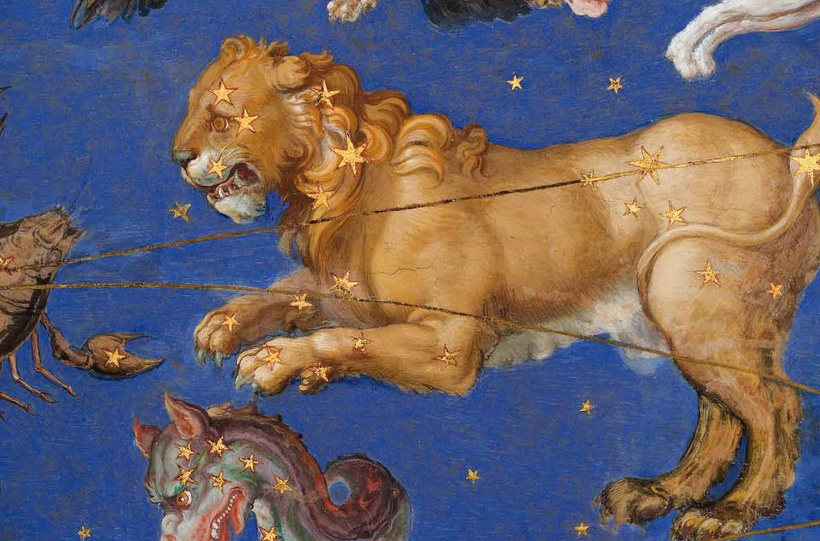 Знак Льва, 1573. Деталь фрески на потолке зала Globe, Капрароле. Палаццо Фарнезе